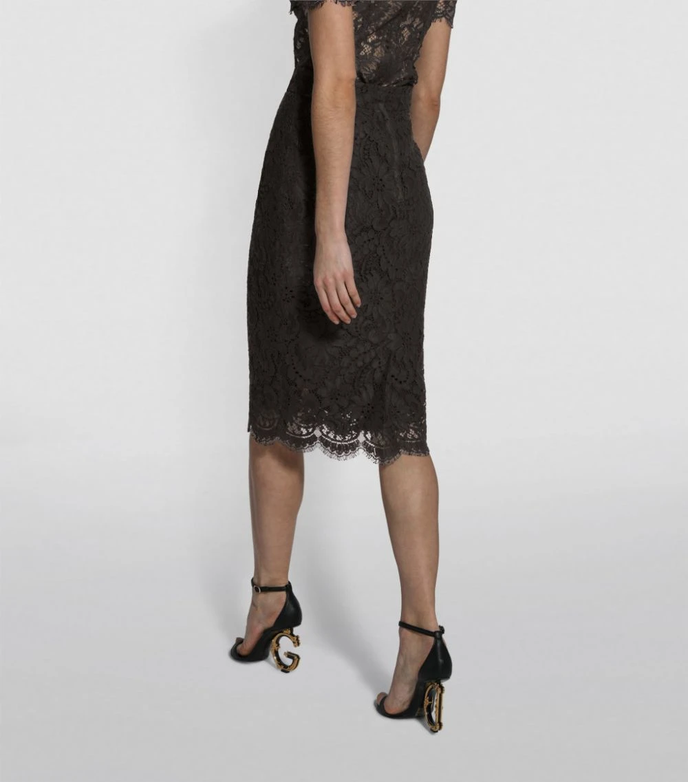 Dolce & Gabbana Lace-Trim Midi Skirt N0000-BLACK Midi Skirts 4 Dolce & Gabbana Lace-Trim Midi Skirt N0000-BLACK Midi Skirts - Image 4