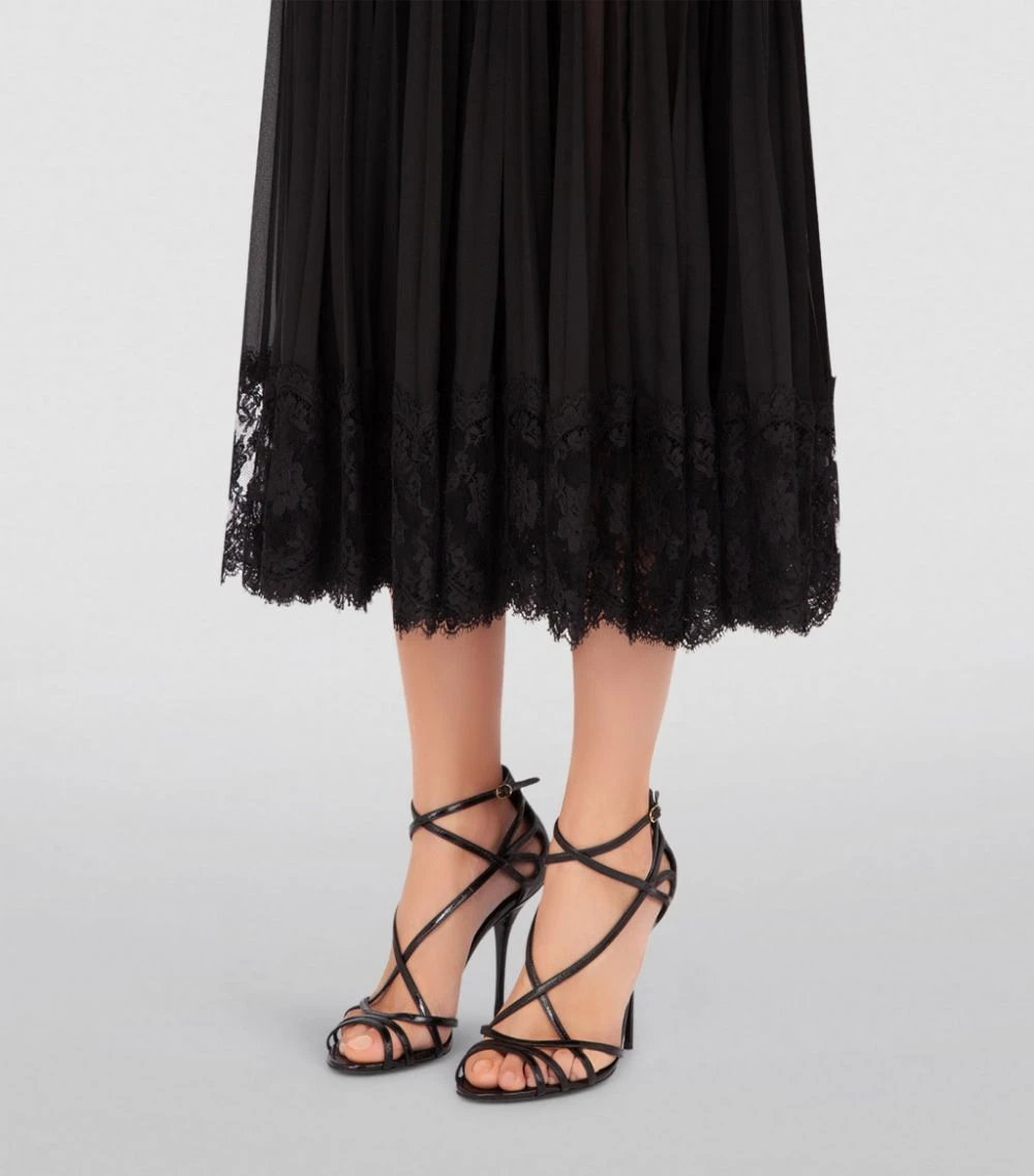 Dolce & Gabbana Lace-Trimmed Pleated Midi Skirt N0000-BLACK Midi Skirts 4 Dolce & Gabbana Lace-Trimmed Pleated Midi Skirt N0000-BLACK Midi Skirts - Image 4