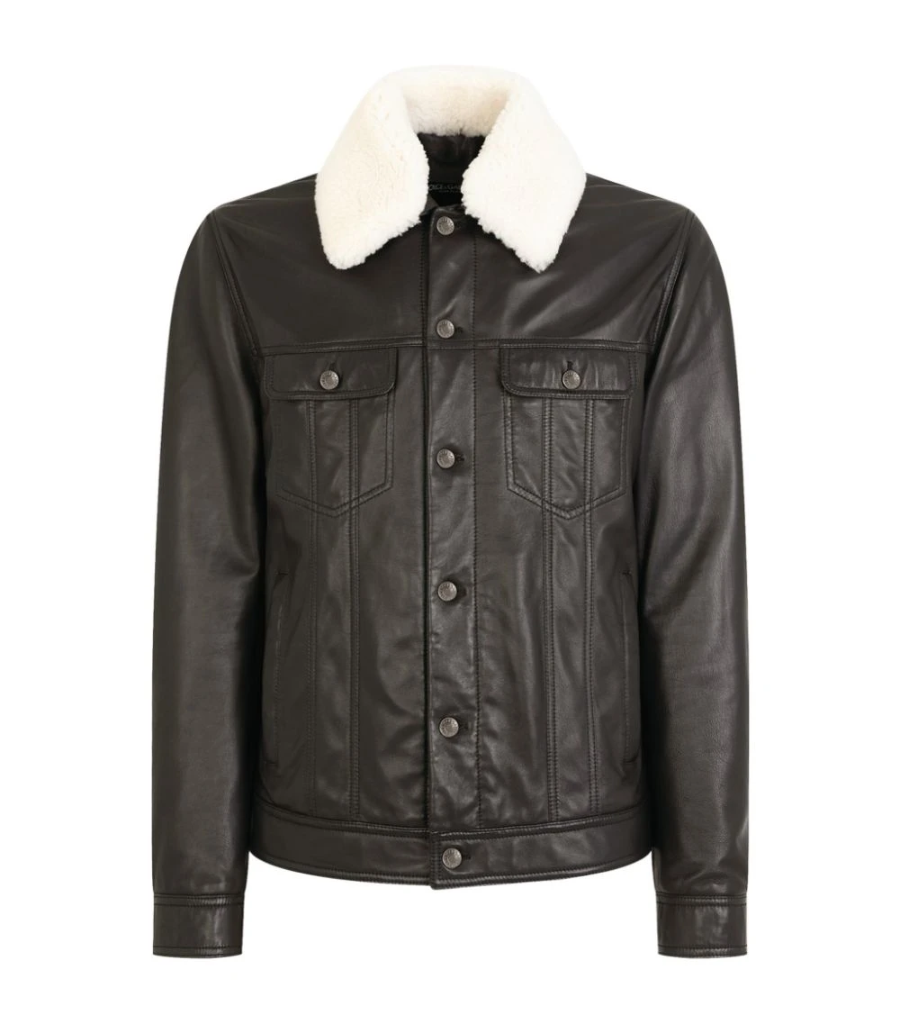 Dolce & Gabbana Lambskin Jacket N0000-BLACK Bomber Jackets 1 Dolce & Gabbana Lambskin Jacket N0000-BLACK Bomber Jackets