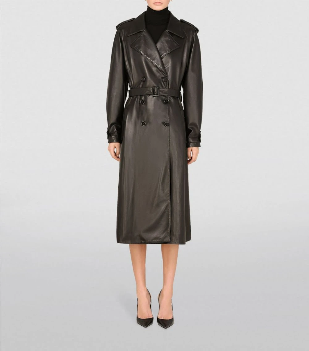 Dolce & Gabbana Lambskin Trench Coat N0000-BLACK Trench Coats 3 Dolce & Gabbana Lambskin Trench Coat N0000-BLACK Trench Coats - Image 3
