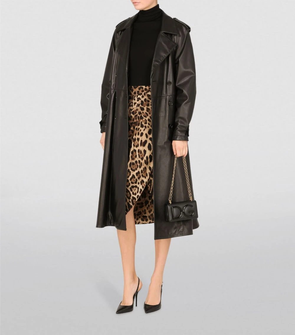 Dolce & Gabbana Lambskin Trench Coat N0000-BLACK Trench Coats 2 Dolce & Gabbana Lambskin Trench Coat N0000-BLACK Trench Coats - Image 2
