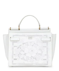 Dolce & Gabbana Large Embroidered Sicily 62 Soft Top-Handle Bag 89642-WHITE/WHITE Top Handle Bags