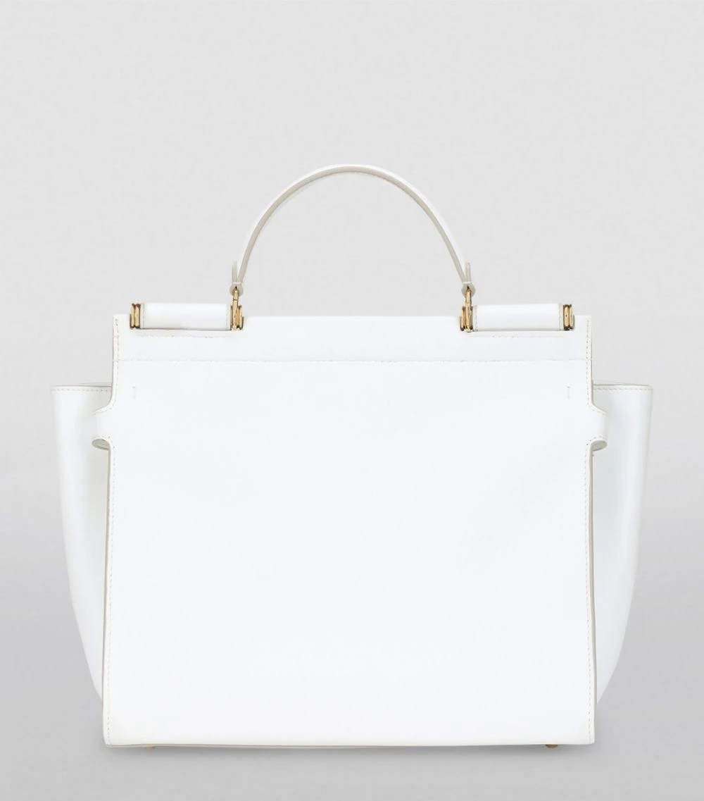 Dolce & Gabbana Large Embroidered Sicily 62 Soft Top-Handle Bag 89642-WHITE/WHITE Top Handle Bags 3 Dolce & Gabbana Large Embroidered Sicily 62 Soft Top-Handle Bag 89642-WHITE/WHITE Top Handle Bags - Image 3