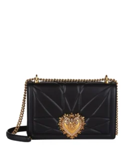 Dolce & Gabbana Large Quilted Devotion Shoulder Bag 80999-BLACK Shoulder Bags