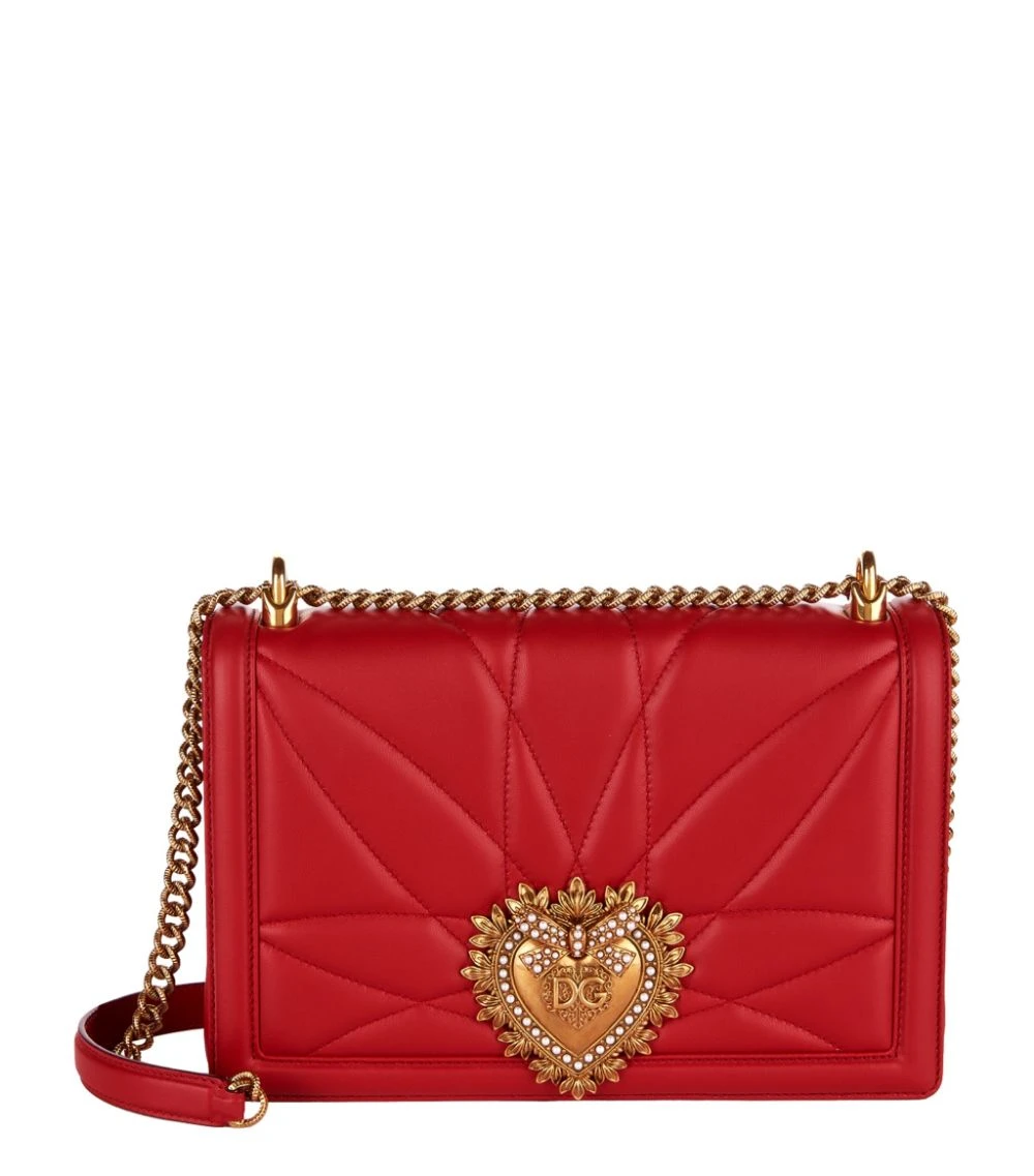 Dolce & Gabbana Large Quilted Devotion Shoulder Bag 87124-ROSSO PAPAVERO Shoulder Bags 1 Dolce & Gabbana Large Quilted Devotion Shoulder Bag 87124-ROSSO PAPAVERO Shoulder Bags