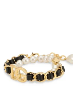 Dolce & Gabbana Leather and Faux Pearl Logo Bracelet ZOO00-GOLD Bracelets -Dolce & Gabbana online Store dolce gabbana leather and faux pearl logo bracelet 17358503 35732118 1000