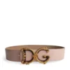 Dolce & Gabbana Leather Baroque Logo Belt 80412-POWDER PINK 1 Belts