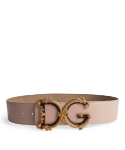 Dolce & Gabbana Leather Baroque Logo Belt 80412-POWDER PINK 1 Belts