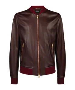 Dolce & Gabbana Leather Bomber Jacket R0369-BORDEAUX Bomber Jackets
