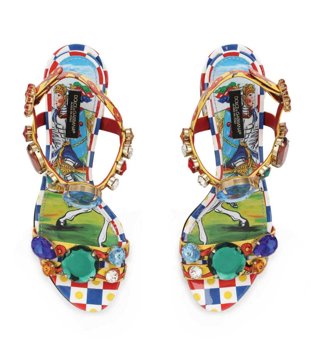 Dolce & Gabbana Leather Carretto Print Sandals 60 HH81D-FRIGO 2 F.MULT Heel Sandals 4 Dolce & Gabbana Leather Carretto Print Sandals 60 HH81D-FRIGO 2 F.MULT Heel Sandals - Image 4