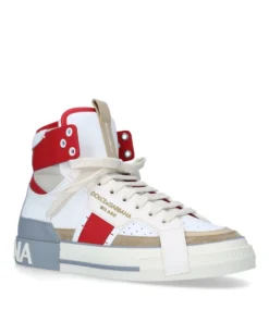 Dolce & Gabbana Leather Custom 2.Zero High-Top Sneakers WHITE/COMB
