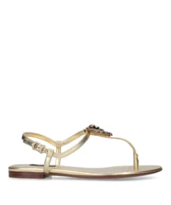 Dolce & Gabbana Leather Devotion Heart Sandals GOLD Flat Sandals -Dolce & Gabbana online Store dolce gabbana leather devotion heart sandals 16047950 29897961 1000