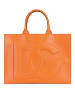 Dolce & Gabbana Leather DG Daily Tote Bag 80243-LIGHT ORANGE Tote Bags