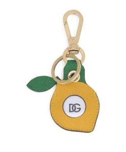 Dolce & Gabbana Leather Lemon AirTag Keyring 8B549-YELLOW/GREEN Keychains