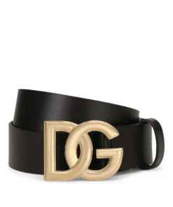 Dolce & Gabbana Leather Logo Belt 8E831-BLACK/GOLD Belts