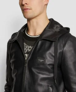 Dolce & Gabbana Leather Logo Plaque Jacket N0000-BLACK Leather Jackets -Dolce & Gabbana online Store dolce gabbana leather logo plaque jacket 15109675 25636954 1000