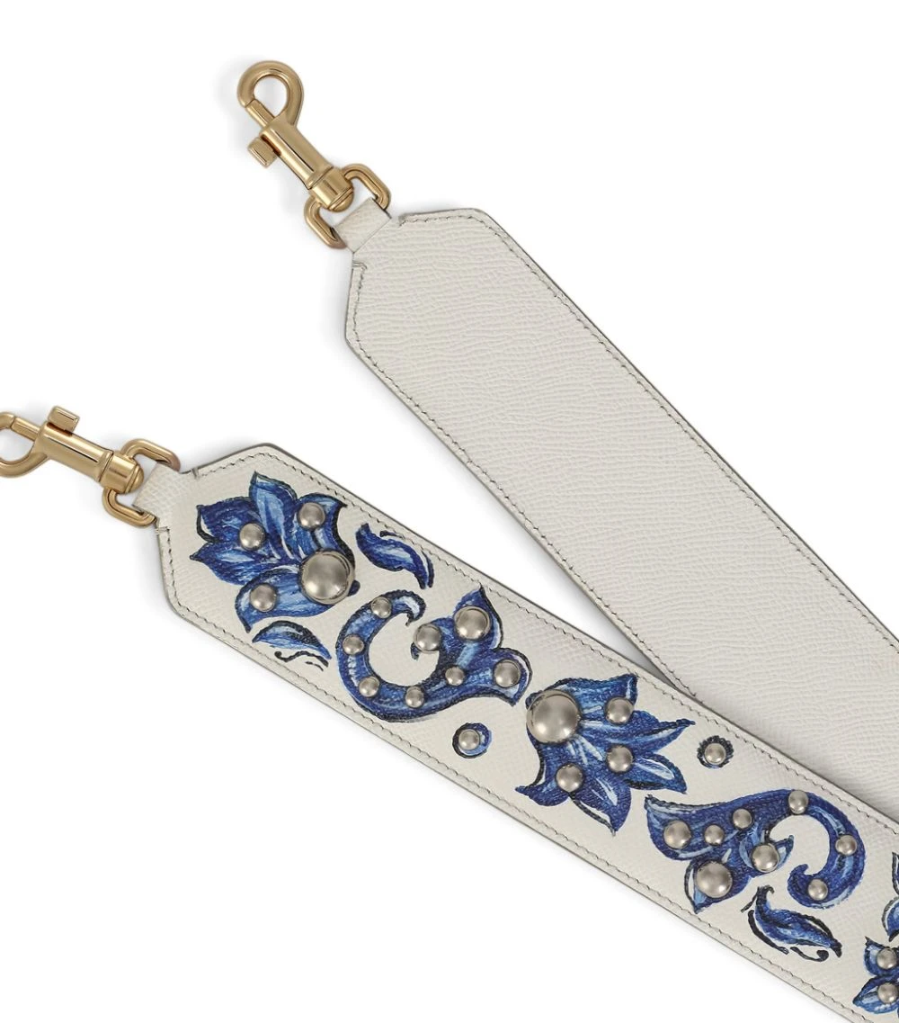 Dolce & Gabbana Leather Majolica Print Shoulder Strap 89951-WHITE/BLUE Bag Accessories 2 Dolce & Gabbana Leather Majolica Print Shoulder Strap 89951-WHITE/BLUE Bag Accessories - Image 2