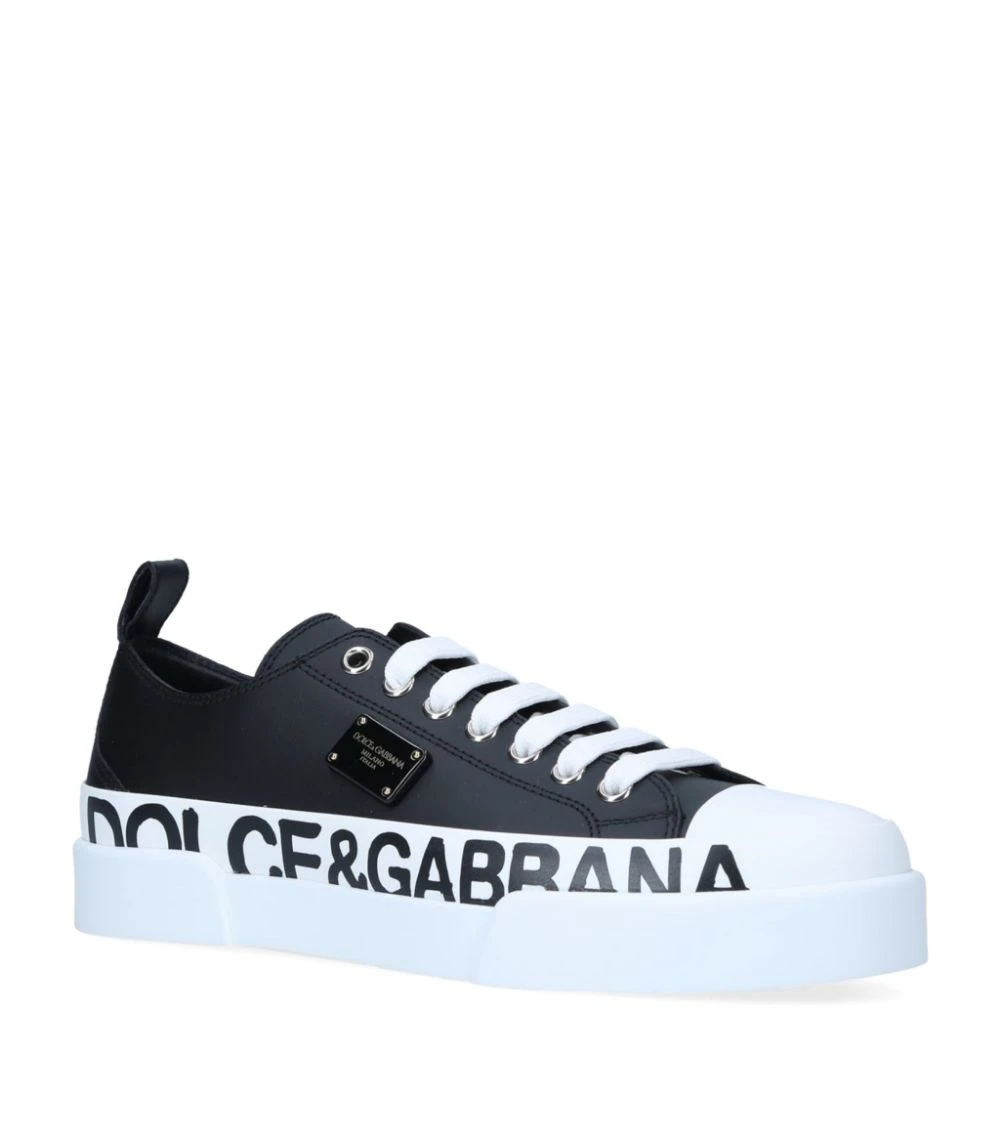 Dolce & Gabbana Leather Portofini Sneakers BLK/WHITE Low-Top Sneakers 1 Dolce & Gabbana Leather Portofini Sneakers BLK/WHITE Low-Top Sneakers