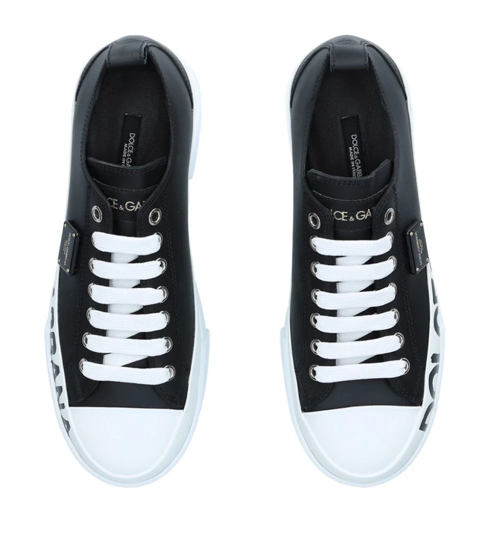 Dolce & Gabbana Leather Portofini Sneakers BLK/WHITE Low-Top Sneakers 4 Dolce & Gabbana Leather Portofini Sneakers BLK/WHITE Low-Top Sneakers - Image 4