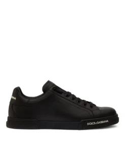 Dolce & Gabbana Leather Portofino Sneakers 8B956-BLACK/BLACK Running Shoes