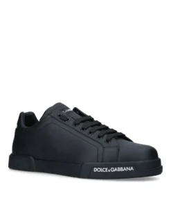 Dolce & Gabbana Leather Portofino Sneakers BLACK Low-Top Sneakers