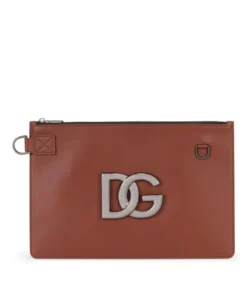 Dolce & Gabbana Leather Pouch Bag 8Z015-LEATHER/OCHER Messenger Bags