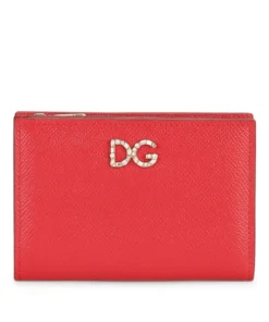 Dolce & Gabbana Leather Rhinestone Logo Wallet 80303-RED Wallets