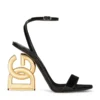 Dolce & Gabbana Leather Sandals 105 80999-BLACK Heeled Sandals