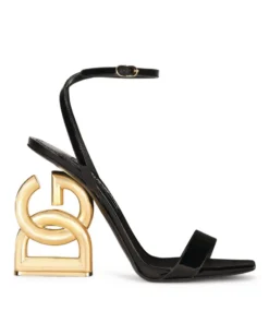 Dolce & Gabbana Leather Sandals 105 80999-BLACK Heeled Sandals