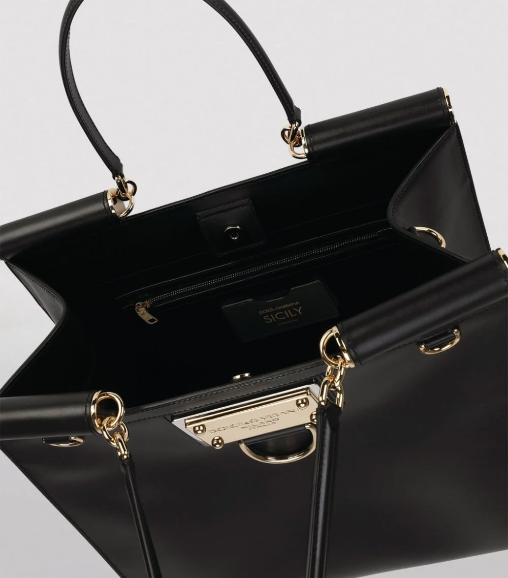 Dolce & Gabbana Leather Sicily Top-Handle Bag 80999-BLACK Top Handle Bags 6 Dolce & Gabbana Leather Sicily Top-Handle Bag 80999-BLACK Top Handle Bags - Image 6