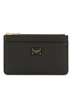 Dolce & Gabbana Leather Zipped Card Holder 80999-BLACK Card Holders
