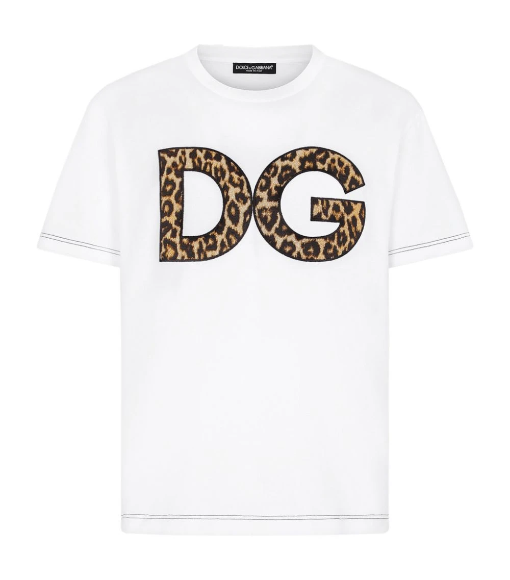 Dolce & Gabbana Leopard Print DG Patch T-Shirt W0800-OPTICAL WHITE Printed T-Shirts 1 Dolce & Gabbana Leopard Print DG Patch T-Shirt W0800-OPTICAL WHITE Printed T-Shirts