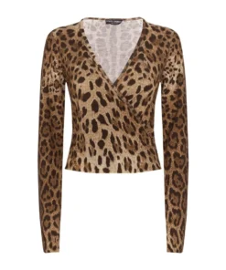 Dolce & Gabbana Leopard Print Wrap Top HY13M-LEO NEW Sweaters