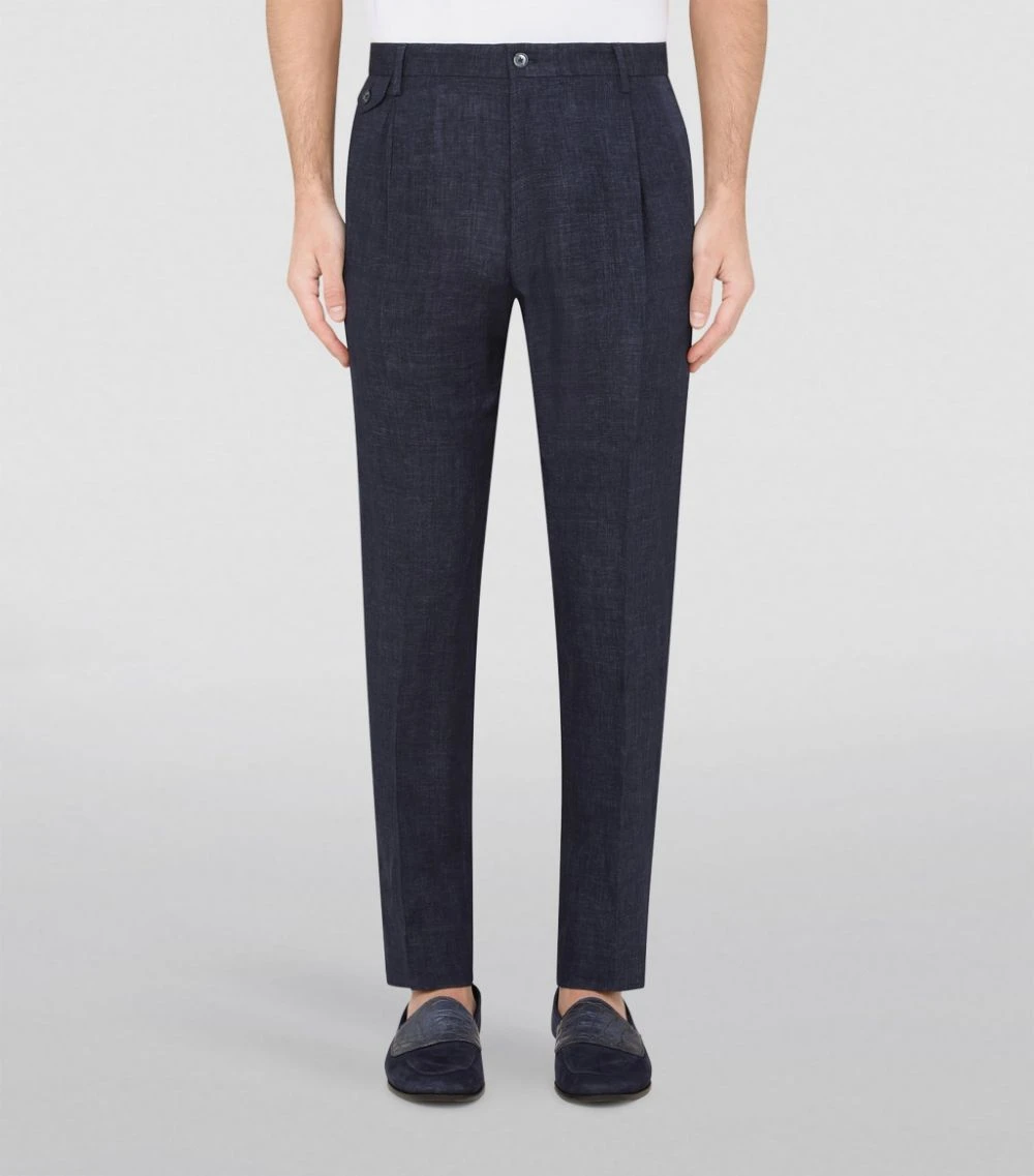 Dolce & Gabbana Linen Trousers S8280-LIGHT BLUE-BLU Tailored Trousers 3 Dolce & Gabbana Linen Trousers S8280-LIGHT BLUE-BLU Tailored Trousers - Image 3