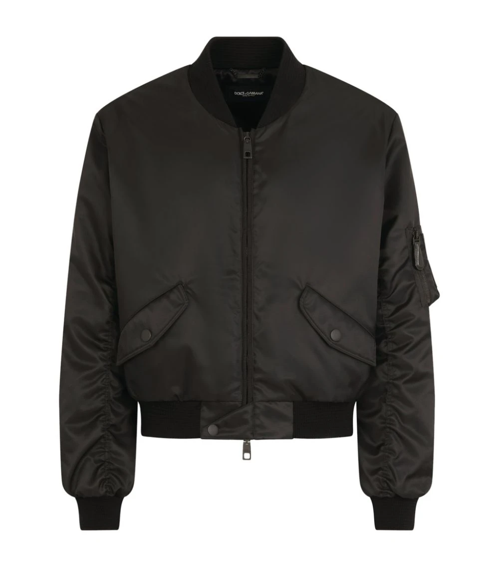 Dolce & Gabbana Logo-Appliqué Bomber Jacket N0000-BLACK Bomber Jackets 1 Dolce & Gabbana Logo-Appliqué Bomber Jacket N0000-BLACK Bomber Jackets