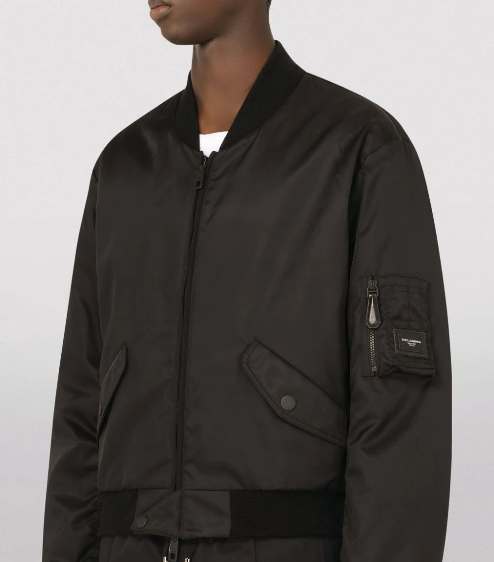 Dolce & Gabbana Logo-Appliqué Bomber Jacket N0000-BLACK Bomber Jackets 6 Dolce & Gabbana Logo-Appliqué Bomber Jacket N0000-BLACK Bomber Jackets - Image 6