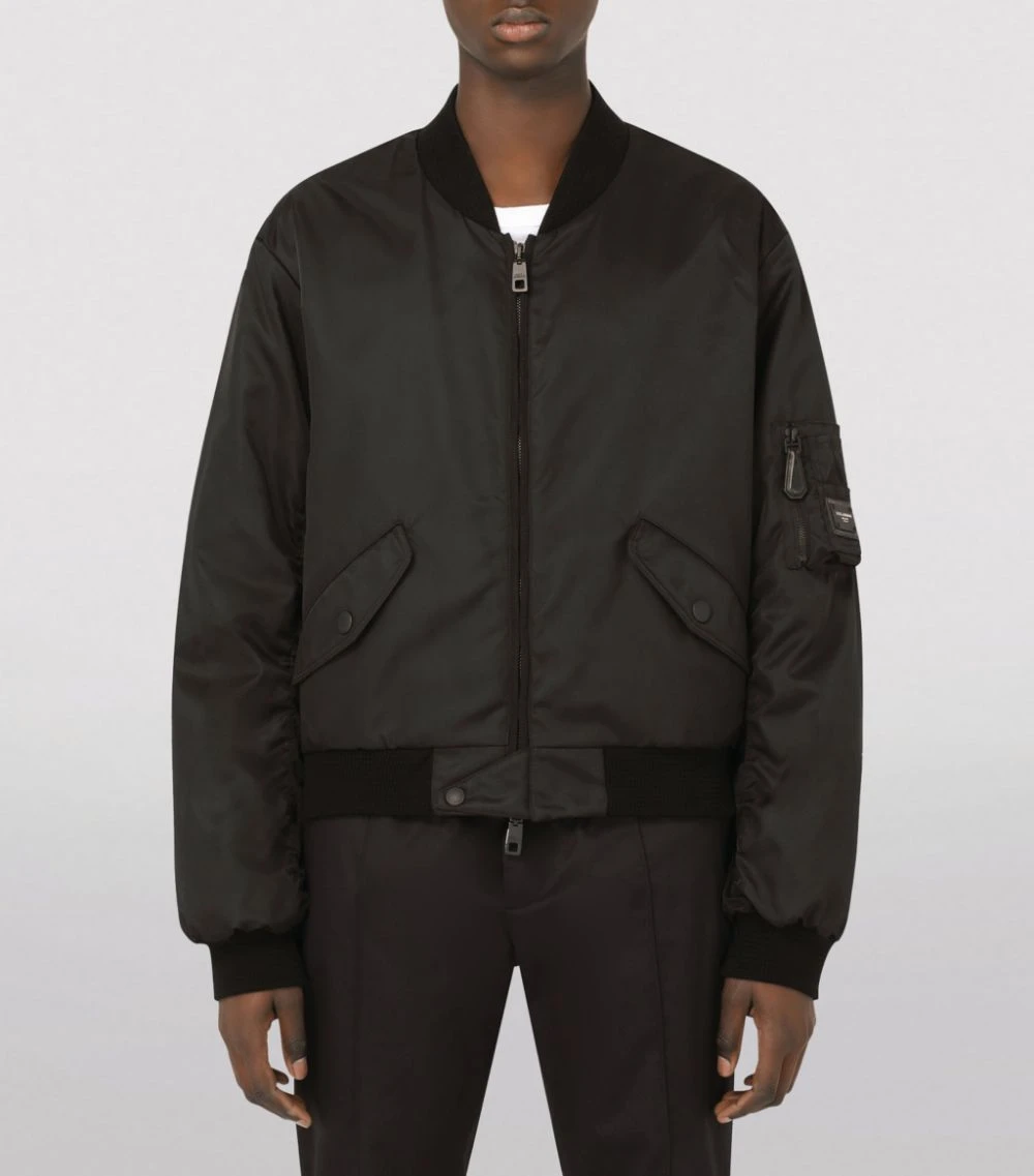 Dolce & Gabbana Logo-Appliqué Bomber Jacket N0000-BLACK Bomber Jackets 3 Dolce & Gabbana Logo-Appliqué Bomber Jacket N0000-BLACK Bomber Jackets - Image 3