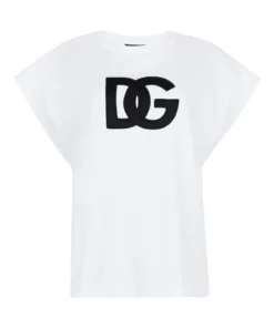 Dolce & Gabbana Logo Cap-Sleeved T-Shirt W0800-OPTICAL WHITE T-shirts