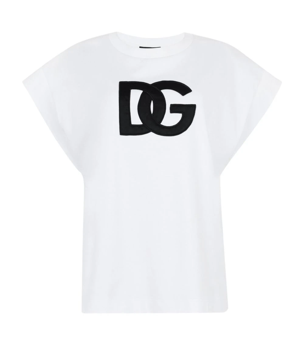 Dolce & Gabbana Logo Cap-Sleeved T-Shirt W0800-OPTICAL WHITE T-shirts 1 Dolce & Gabbana Logo Cap-Sleeved T-Shirt W0800-OPTICAL WHITE T-shirts