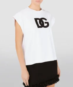 Dolce & Gabbana Logo Cap-Sleeved T-Shirt W0800-OPTICAL WHITE T-shirts 8 Dolce & Gabbana Logo Cap-Sleeved T-Shirt W0800-OPTICAL WHITE T-shirts -Dolce & Gabbana online Store dolce gabbana logo cap sleeved t shirt 17636401 37209423 1000