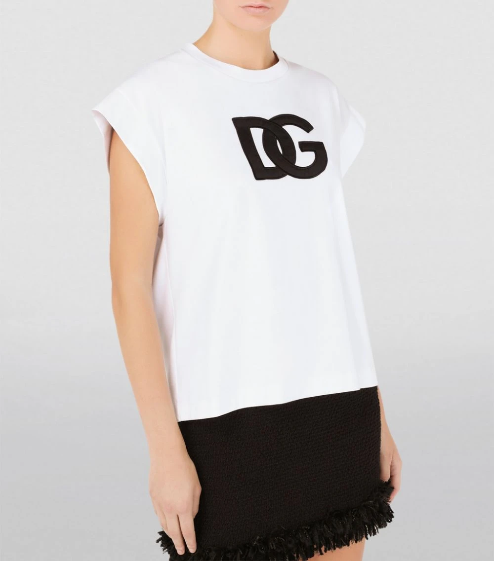 Dolce & Gabbana Logo Cap-Sleeved T-Shirt W0800-OPTICAL WHITE T-shirts 3 Dolce & Gabbana Logo Cap-Sleeved T-Shirt W0800-OPTICAL WHITE T-shirts - Image 3
