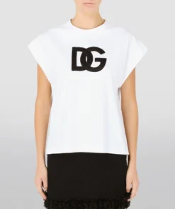 Dolce & Gabbana Logo Cap-Sleeved T-Shirt W0800-OPTICAL WHITE T-shirts 11 Dolce & Gabbana Logo Cap-Sleeved T-Shirt W0800-OPTICAL WHITE T-shirts -Dolce & Gabbana online Store dolce gabbana logo cap sleeved t shirt 17636401 37209425 1000