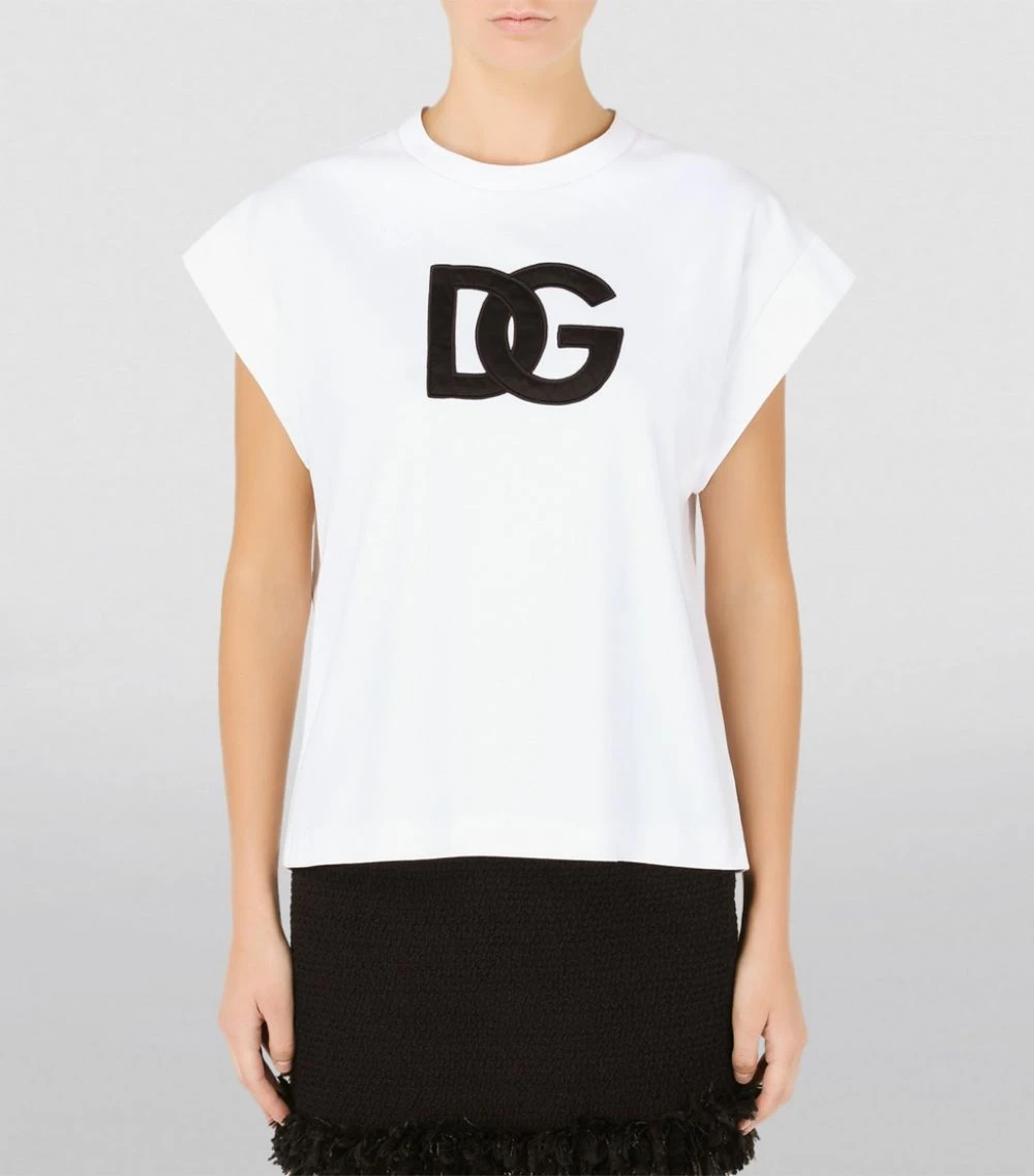 Dolce & Gabbana Logo Cap-Sleeved T-Shirt W0800-OPTICAL WHITE T-shirts 6 Dolce & Gabbana Logo Cap-Sleeved T-Shirt W0800-OPTICAL WHITE T-shirts - Image 6