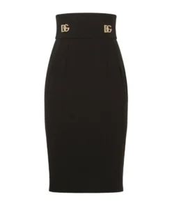 Dolce & Gabbana Logo-Embellished Midi Skirt N0000-BLACK Midi Skirts