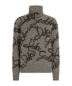Dolce & Gabbana Logo-Embroidered Rollneck Sweater N0702-DARK GREY Jumpers