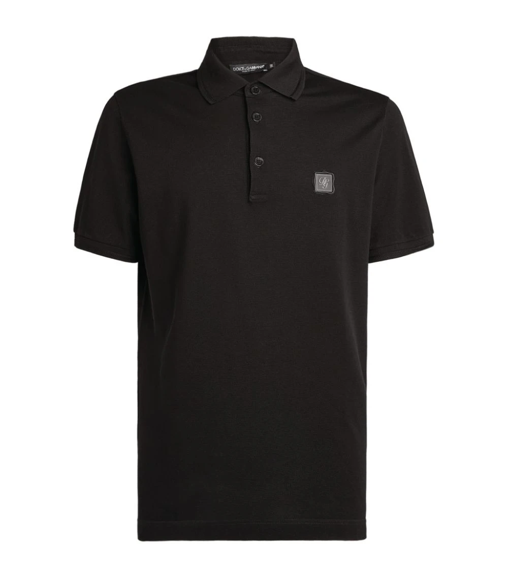 Dolce & Gabbana Logo Plaque Polo Shirt N0000-BLACK Polo Shirts 1 Dolce & Gabbana Logo Plaque Polo Shirt N0000-BLACK Polo Shirts