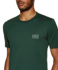 Dolce & Gabbana Logo Plaque T-Shirt V8813-MEDIUM GREEN Logo T-Shirts -Dolce & Gabbana online Store dolce gabbana logo plaque t shirt 15352399 26794904 1000