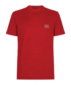 Dolce & Gabbana Logo Plaque T-Shirt R2254-BRIGHT RED Logo T-Shirts