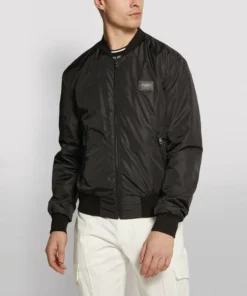 Dolce & Gabbana Logo Plaque Zip-Up Jacket N0000-BLACK Bomber Jackets