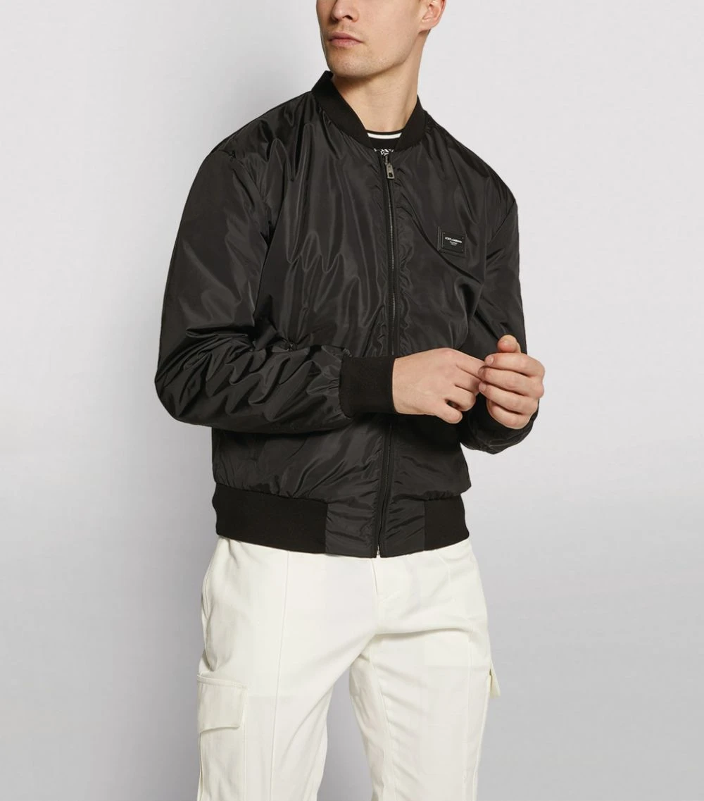 Dolce & Gabbana Logo Plaque Zip-Up Jacket N0000-BLACK Bomber Jackets 3 Dolce & Gabbana Logo Plaque Zip-Up Jacket N0000-BLACK Bomber Jackets - Image 3